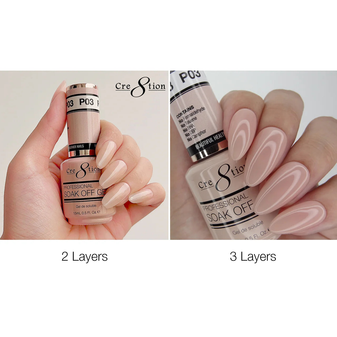 Cre8tion Soak Off Gel 0.5 oz P03 | Precious Pink