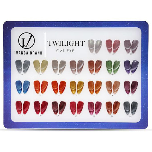 IVANCA Twilight Cat Eye Gel Collection Set (#01 - #24) + 1 FREE Color Chart Book + 3 FREE Magnets