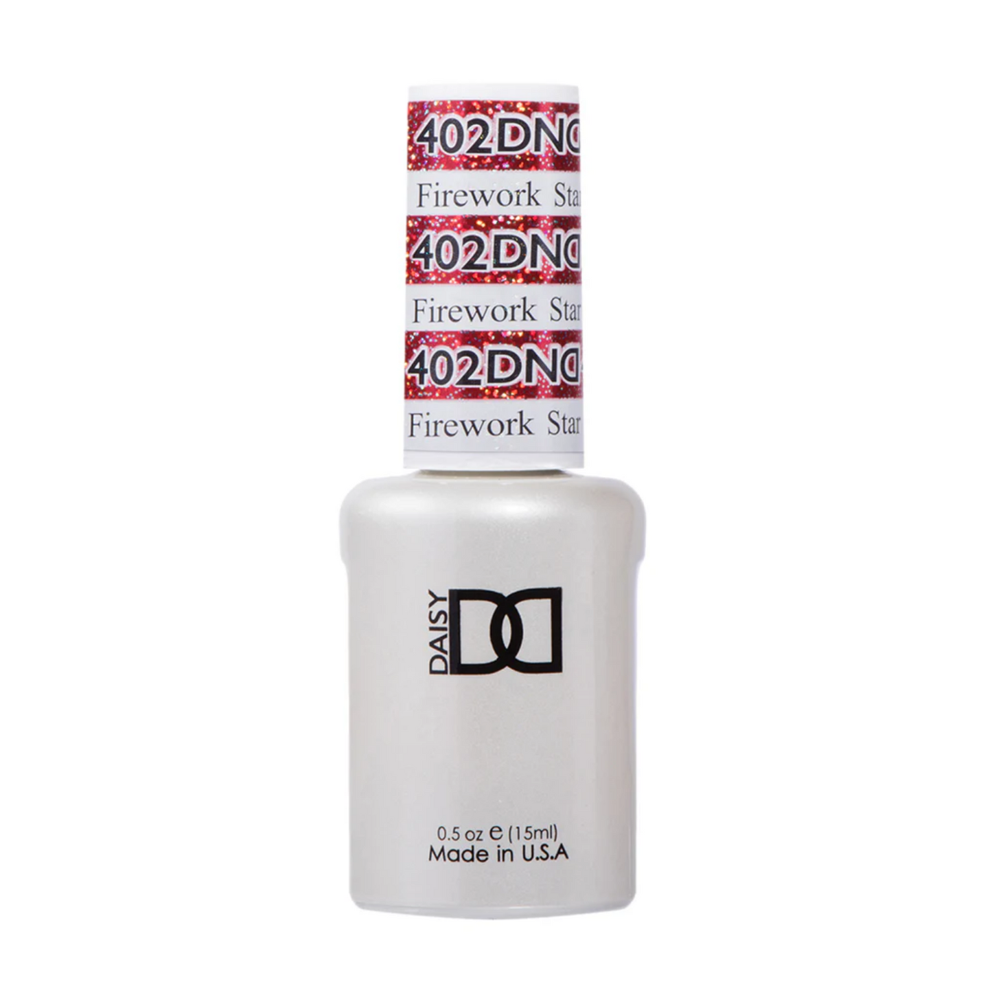 A bottle of DND Gel Polish labeled 'Firework Star' with a gold glitter appearance.