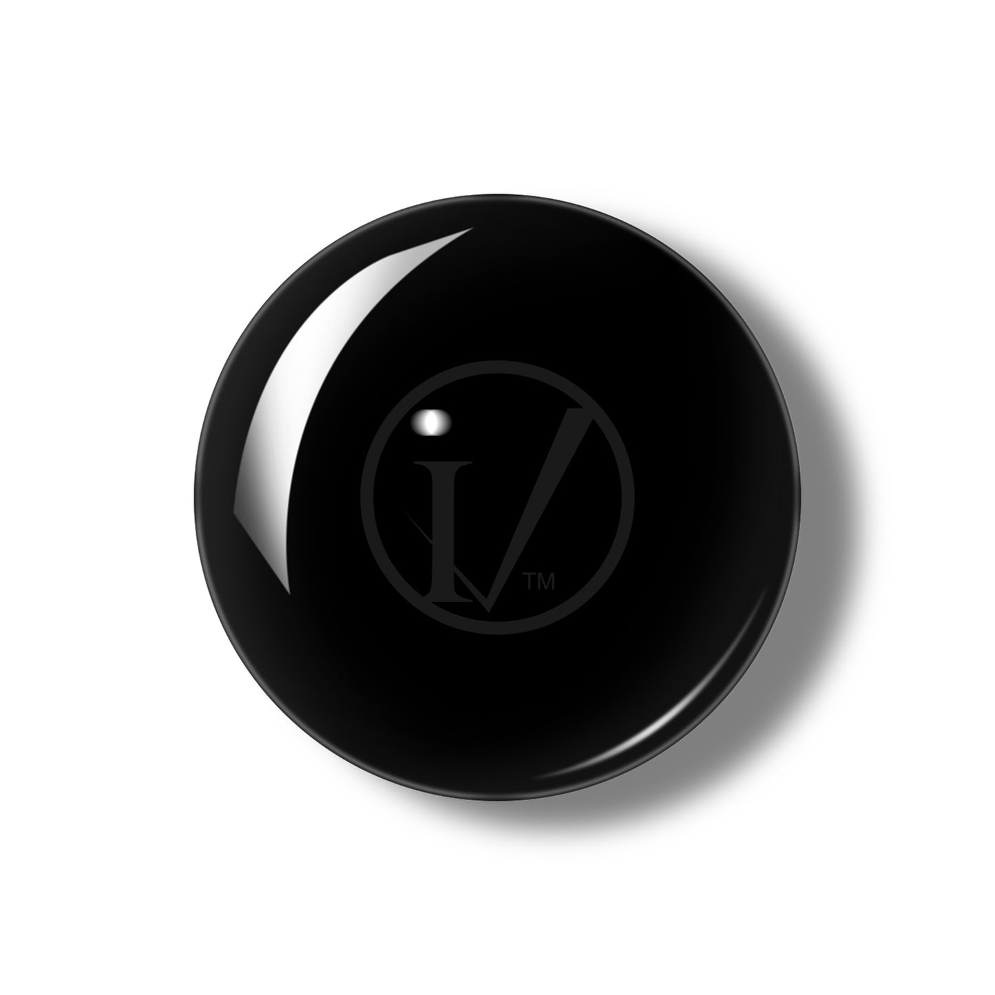 A nail dot sample photo of IVANCA Jet Black 0.6 oz gel polish.