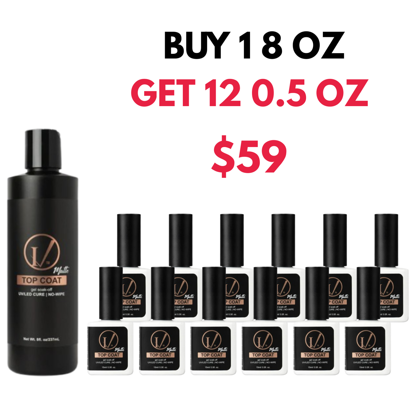 IVANCA 8 oz MATTE Gel Top Coat + 12 0.5 oz *DEAL*