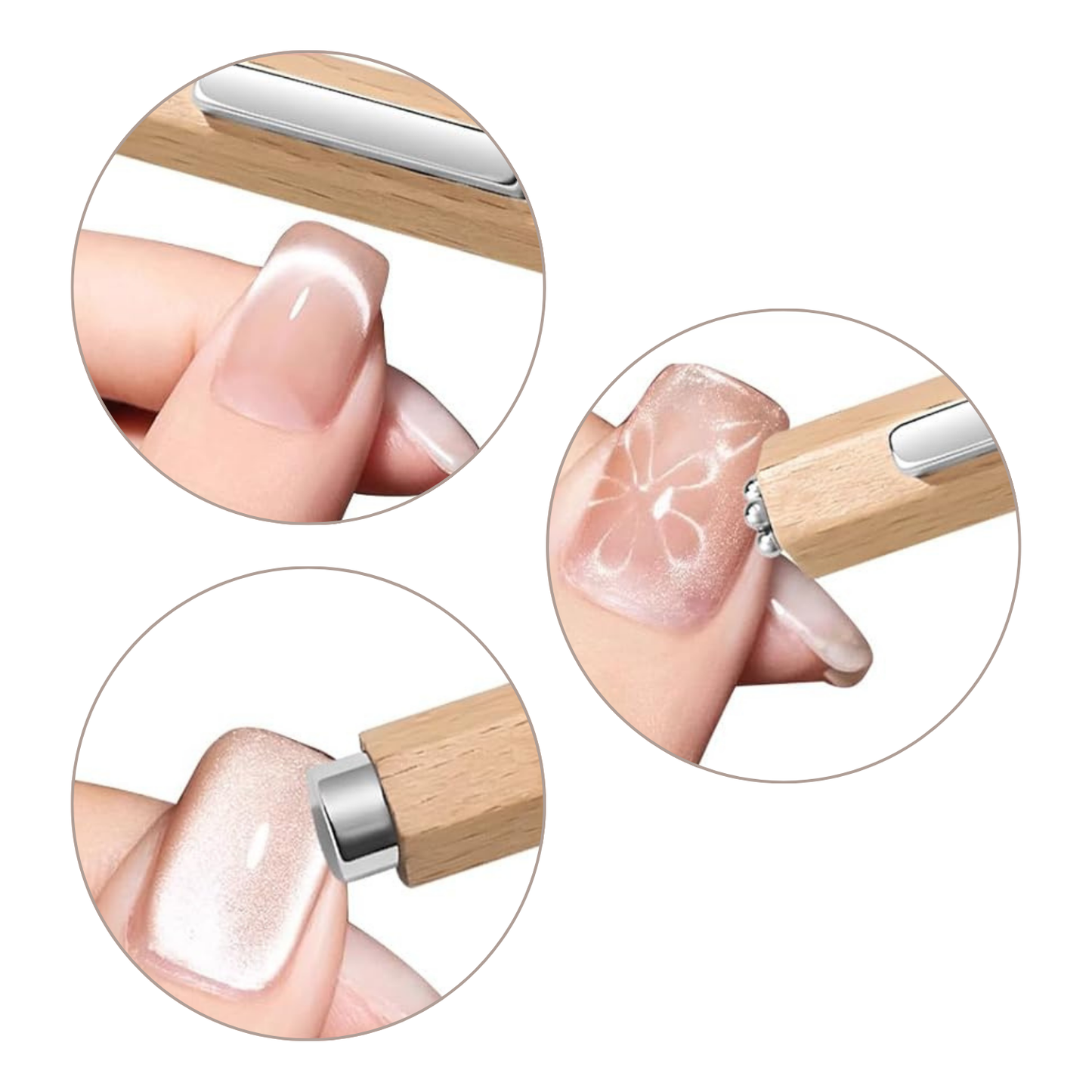 3-in-1 Wooden Handle Cat Eye Nail Magnet