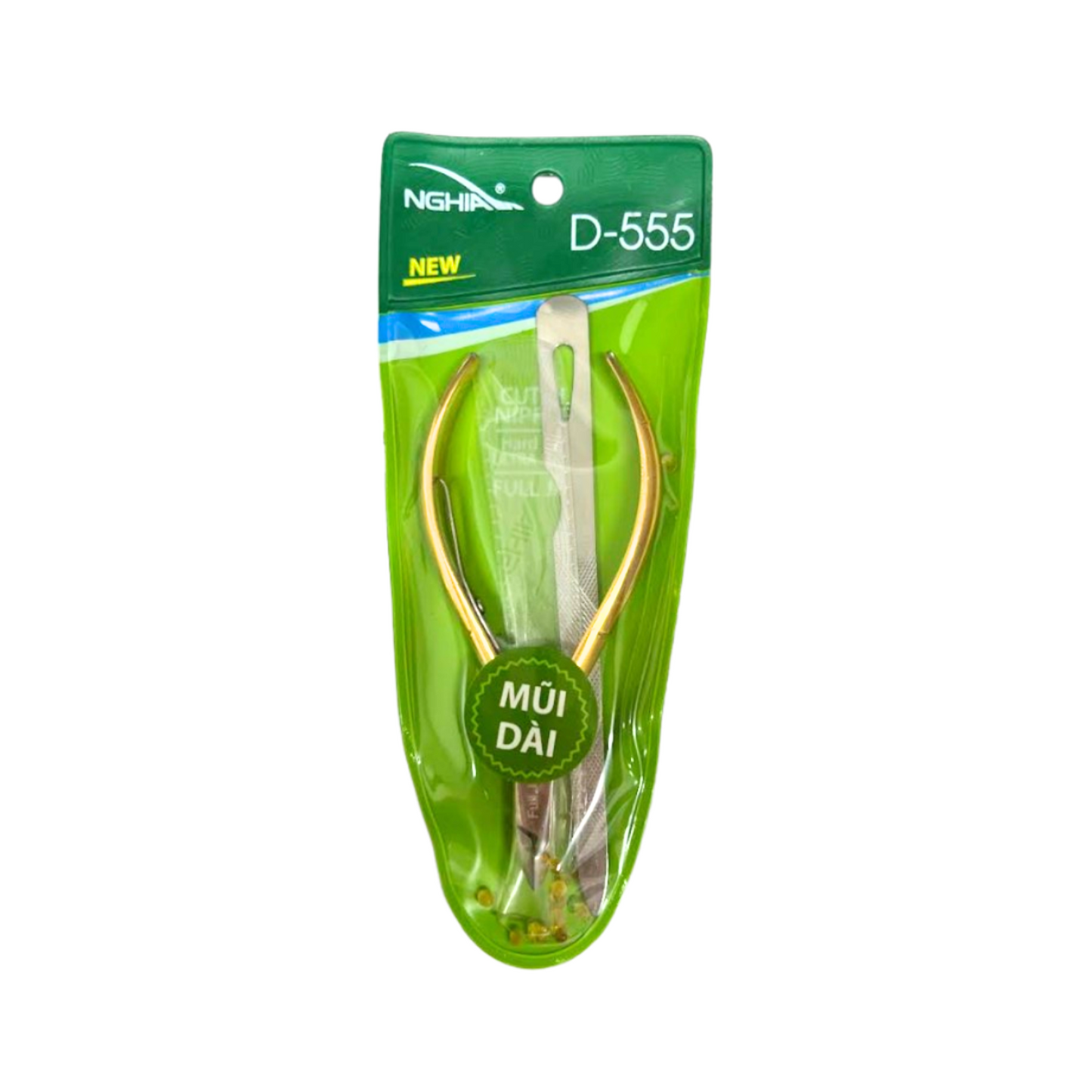 Nghia D-555 Hard Steel Ultra Sharp Cuticle Nippers (Full Jaw) + Stainless Steel Nail File