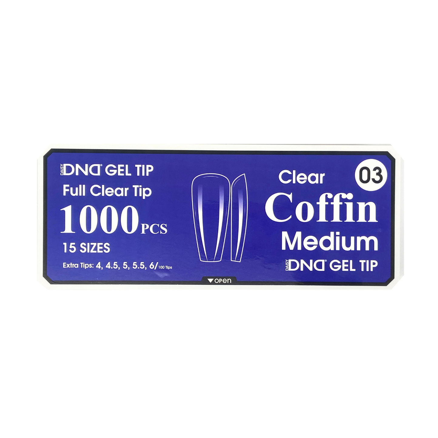 DND Gel Full Clear Tip Box #03 | Coffin Medium (1000 pcs)