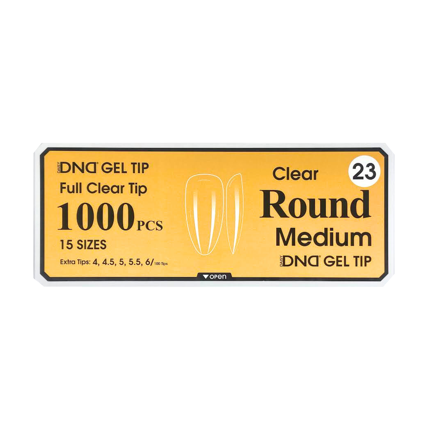 DND Gel Full Clear Tip Box #23 | Round Medium (1000 pcs)