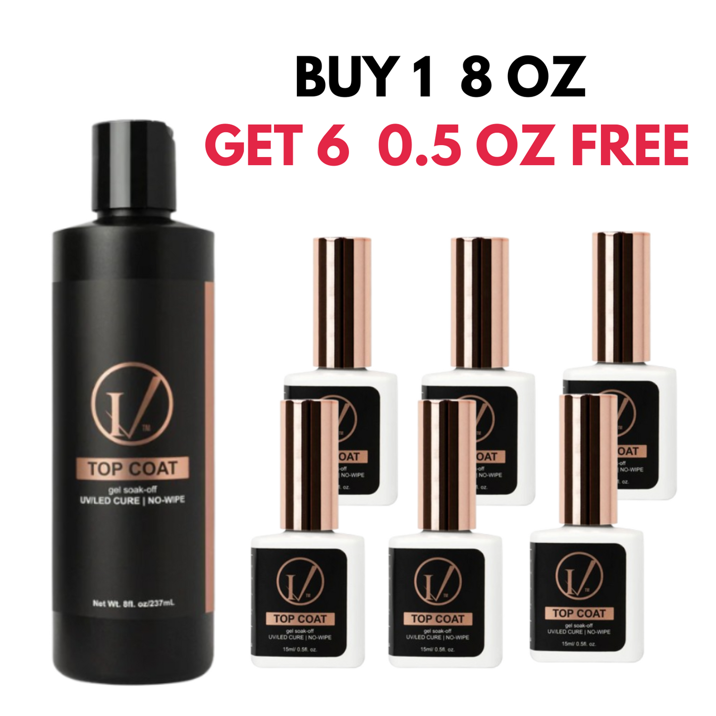 IVANCA 8 oz GLOSS Gel Top Coat + 6 0.5 oz FREE *DEAL*