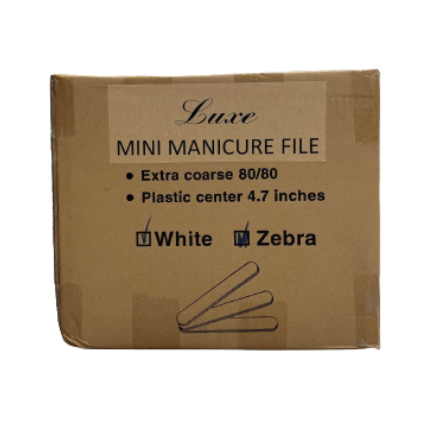 Luxe White X-Coarse Mini Manicure 80/80 File (100 packs)