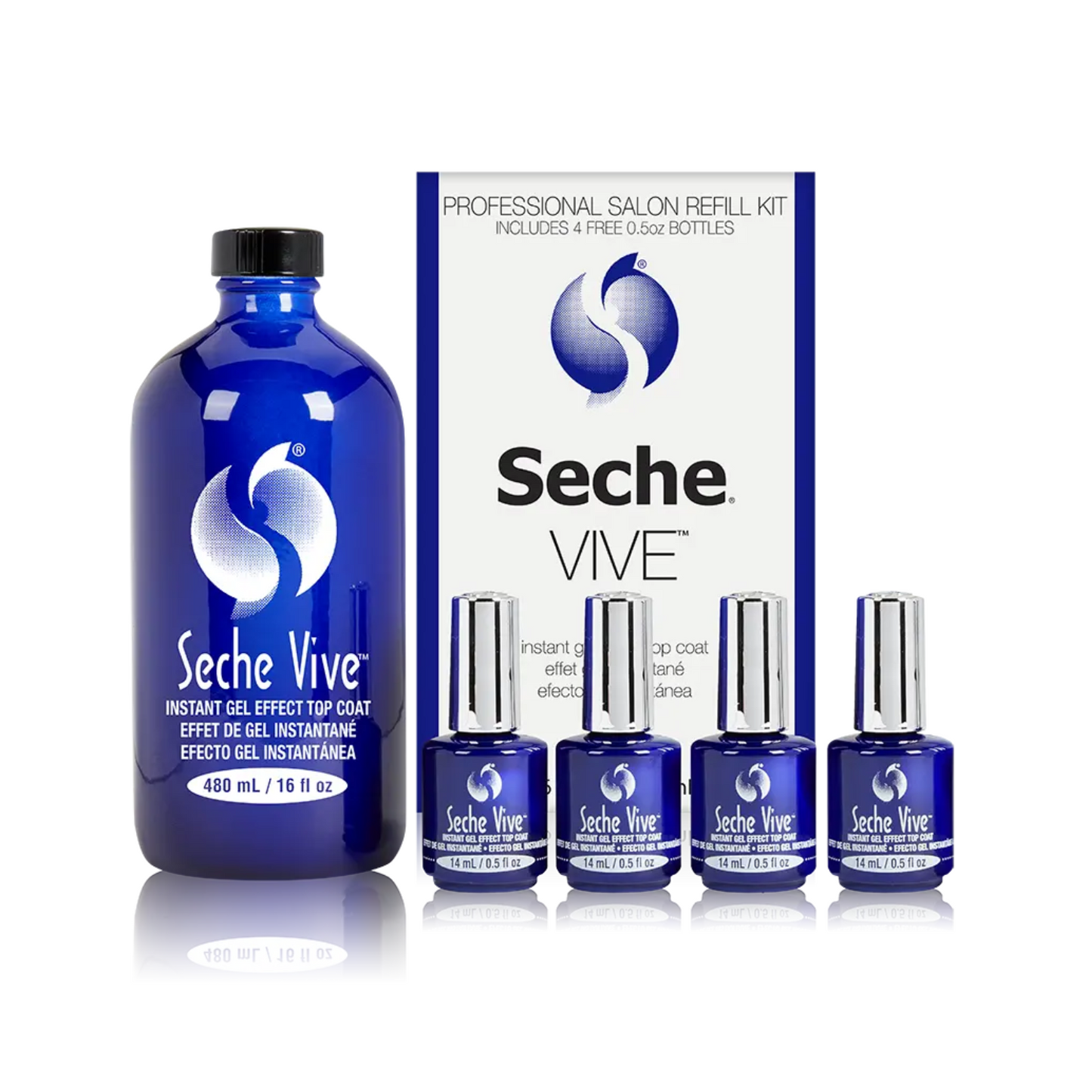 Seche VIVE Professional Salon Refill Kit (16 oz & 0.5 oz) (Blue Bottle)