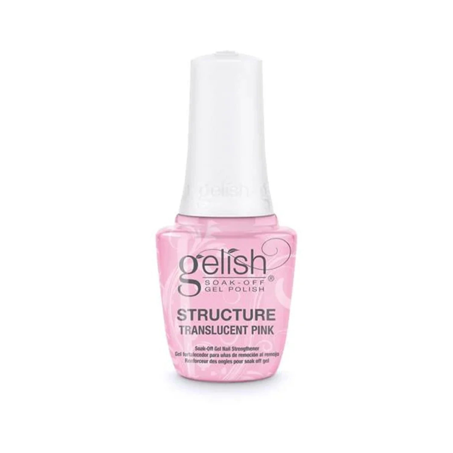 A bottle of Gelish Structure Translucent Pink nail gel polish.