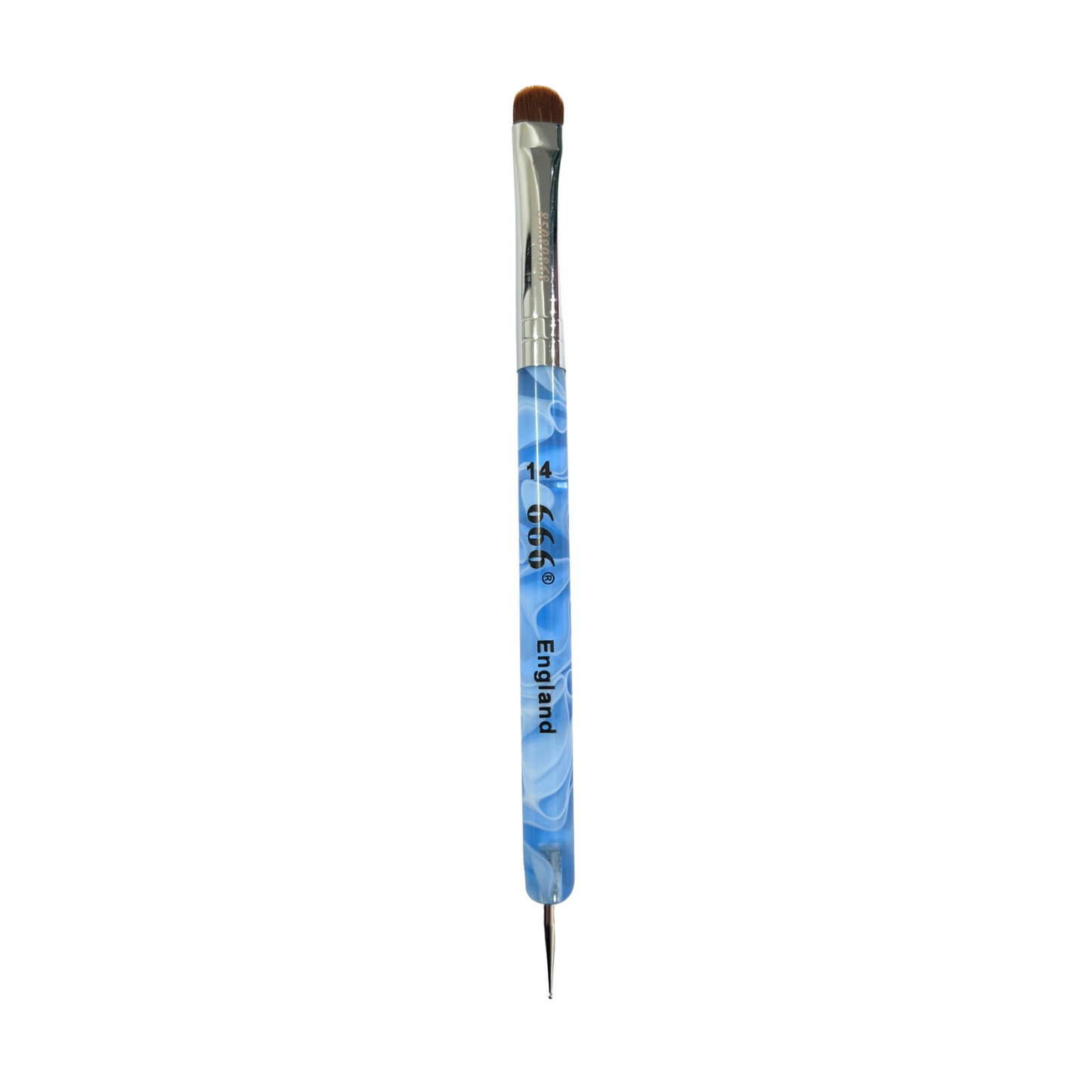 666 England French Brush with Dotting Tool #14 (Blue Marble)