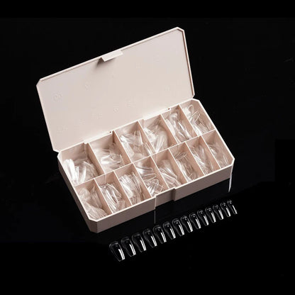 iGel PRO-X Soft Gel Nail Tips (600 pcs) | Natural Coffin Medium 14