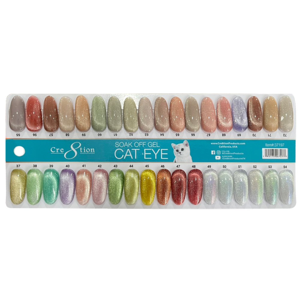 Cre8tion Cat Eye Gel #36-72 Collection + 1 FREE Color Chart (36 colors)