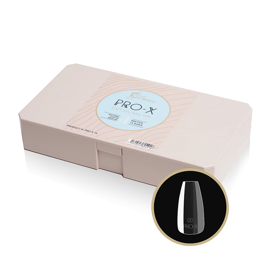 iGel PRO-X Soft Gel Nail Tips (600 pcs) | Natural Coffin Medium 14