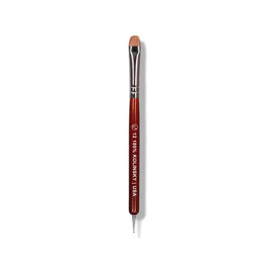 IVANCA Brand French Manicure Brush with 100% Kolinsky Hair and Metal Dotting Tool 