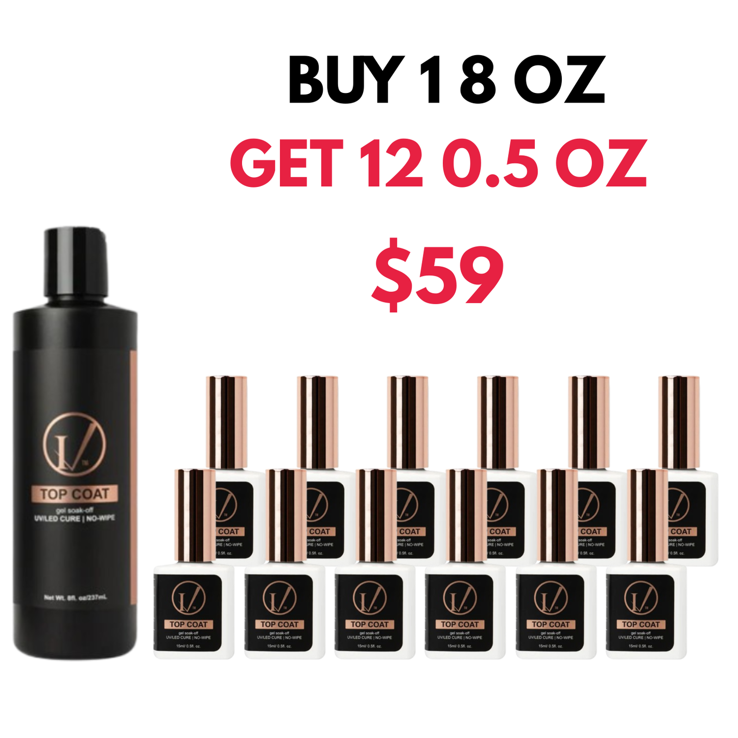 IVANCA 8 oz GLOSS Gel Top Coat + 12 0.5 oz *DEAL*