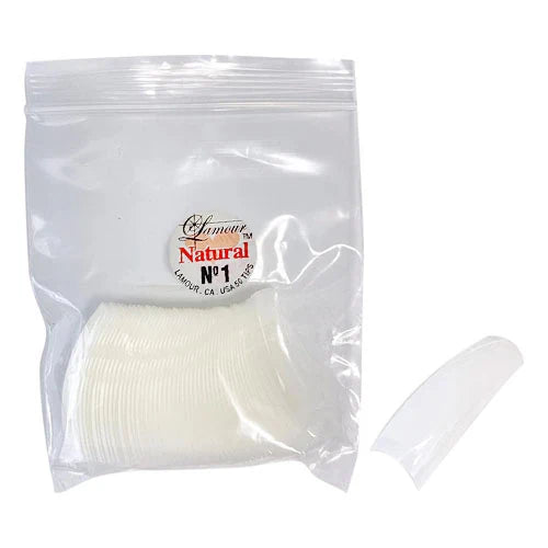 LAMOUR NATURAL FRENCH TIP NAIL TIPS SIZE 1