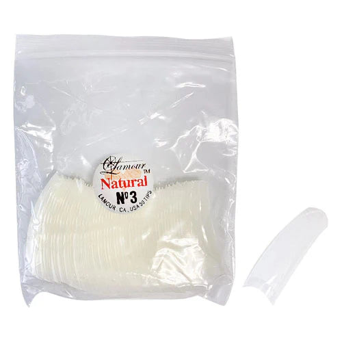 LAMOUR NATURAL FRENCH TIP NAIL TIPS SIZE 3