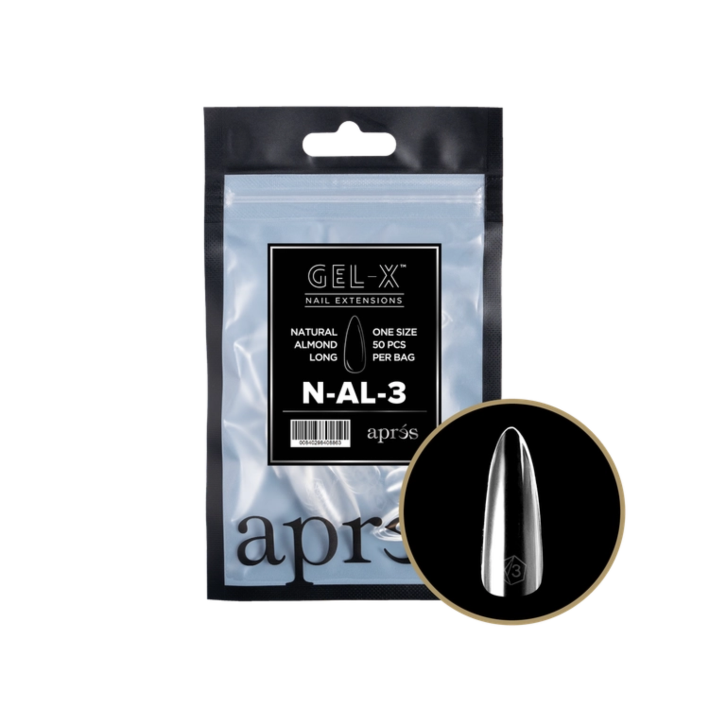 Apres Gel-X Refill Bag (50 pcs) | Natural Almond Long (N-AL)