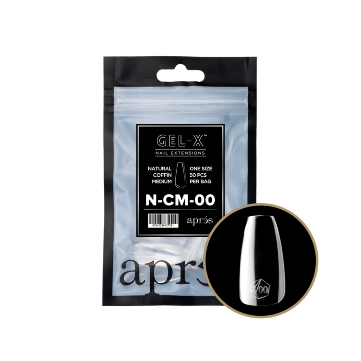 Apres Gel-X Refill Bag (50 pcs) | Natural Coffin Medium (N-CM)