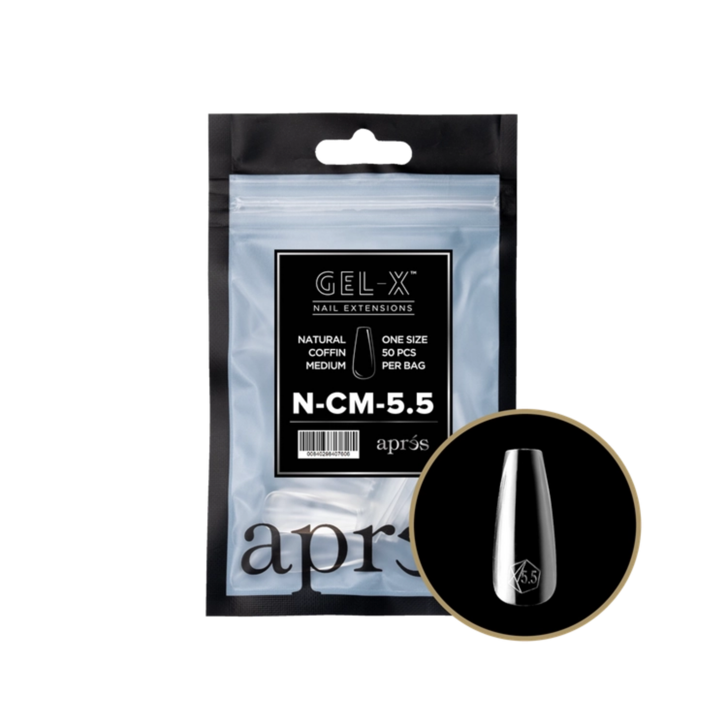 Apres Gel-X Refill Bag (50 pcs) | Natural Coffin Medium (N-CM)