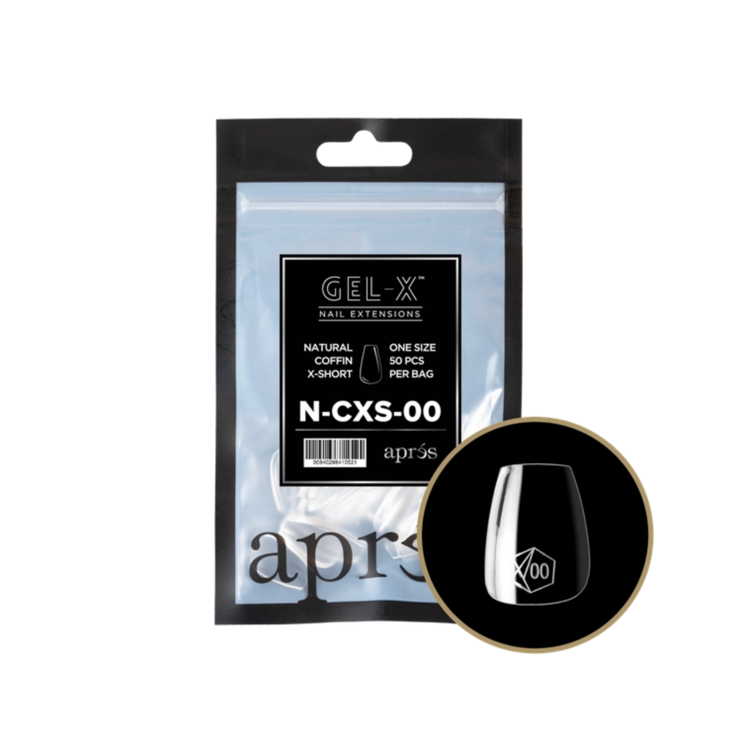 Apres Gel-X Refill Bag (50 pcs) | Natural Coffin Extra Short (N-CXS)
