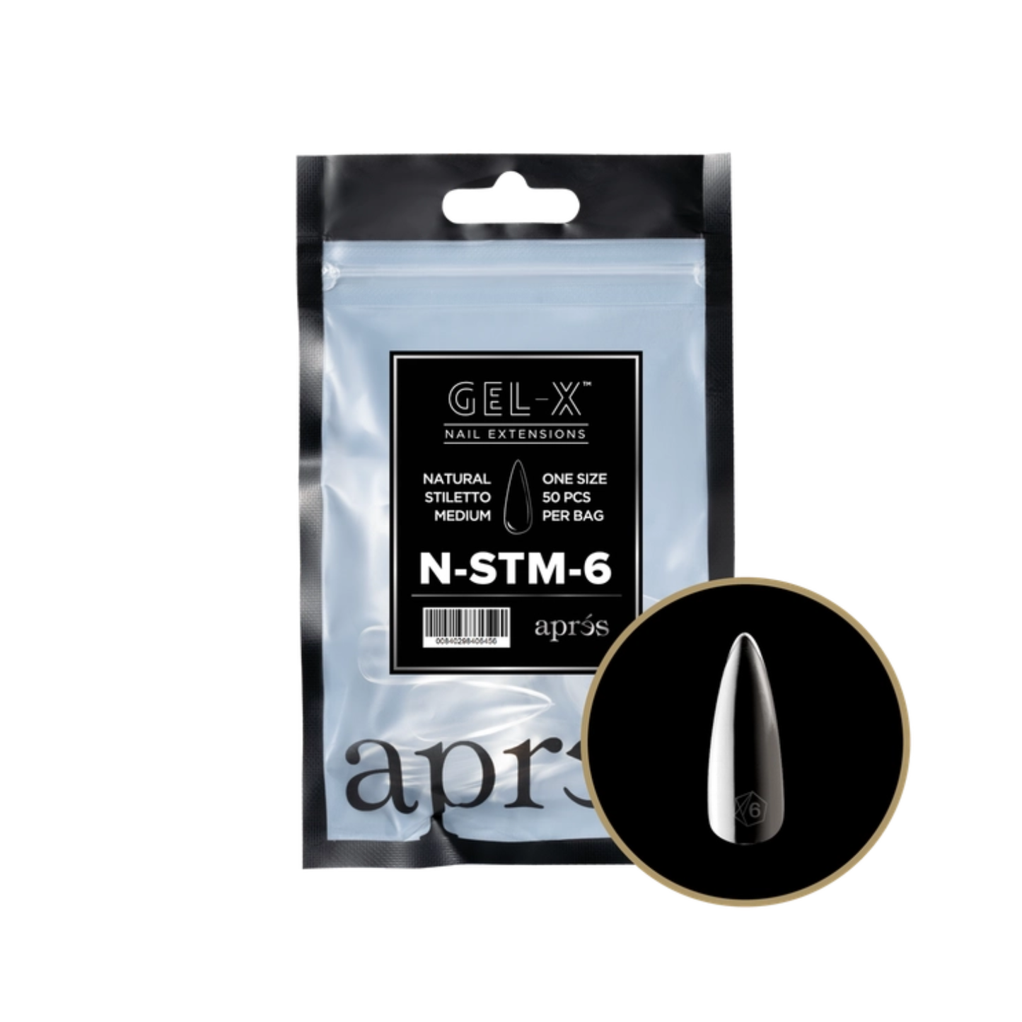 Apres Gel-X Refill Bag (50 pcs) | Natural Stiletto Medium (N-STM)