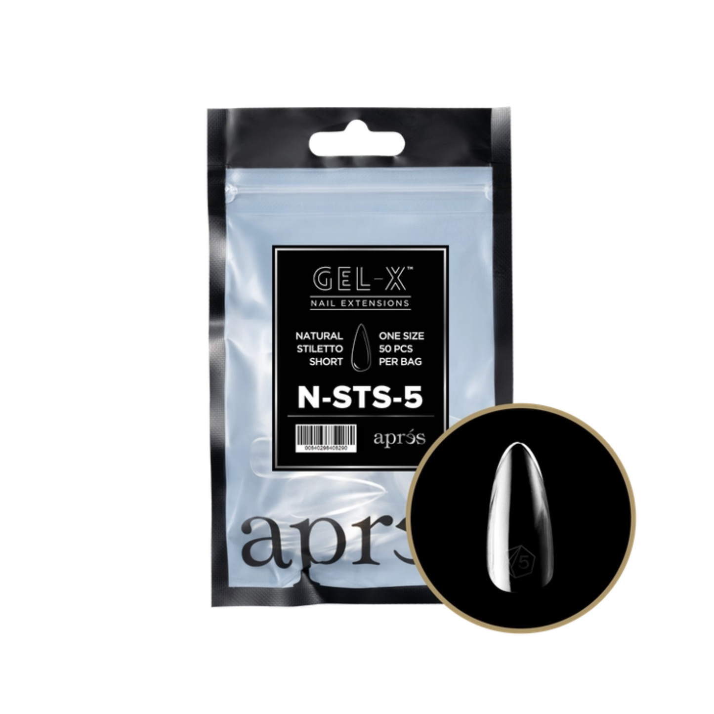 Apres Gel-X Refill Bag (50 pcs) | Natural Stiletto Short (N-STS)
