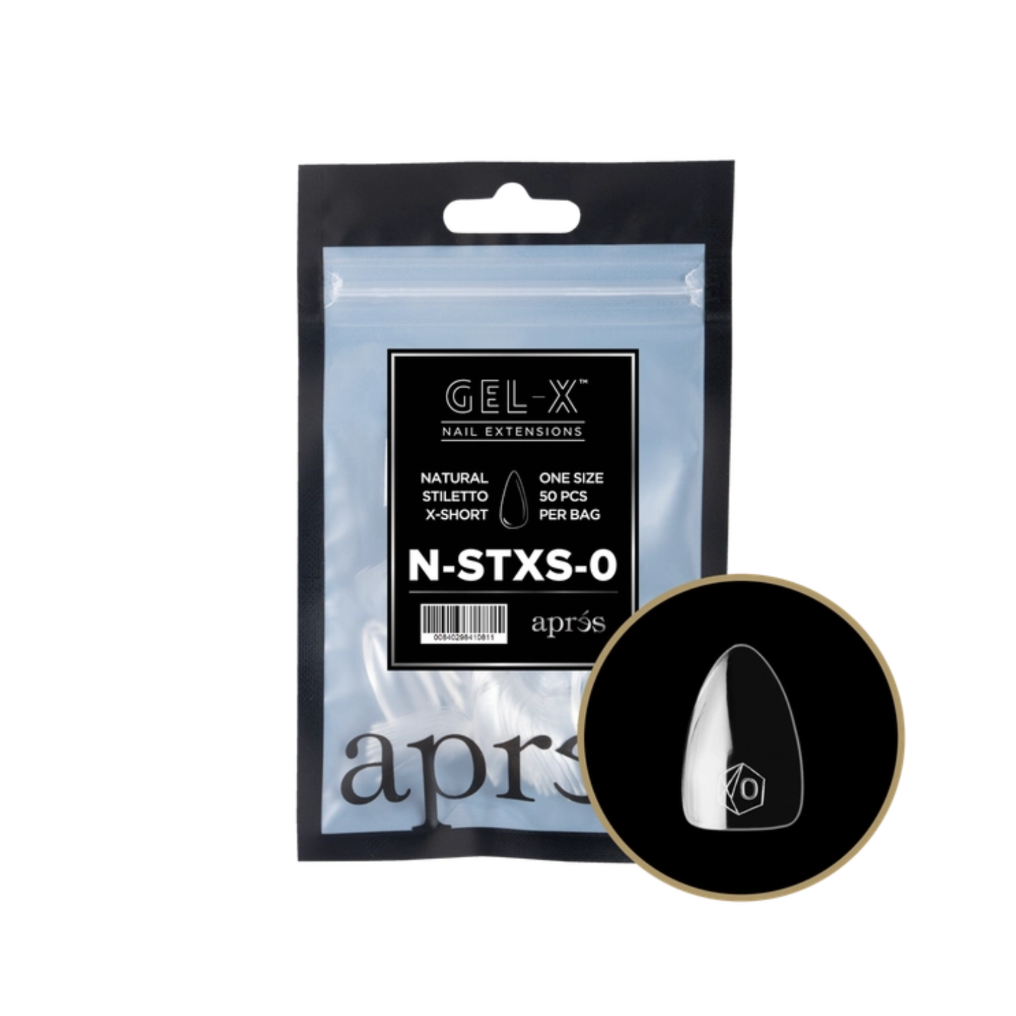 Apres Gel-X Refill Bag (50 pcs) | Natural Stiletto Extra Short (N-STXS)