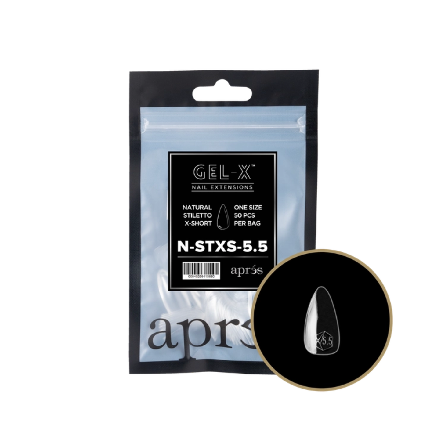 Apres Gel-X Refill Bag (50 pcs) | Natural Stiletto Extra Short (N-STXS)