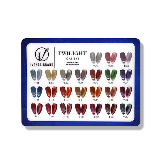 IVANCA Twilight Cat Eye Gel Collection Set HEMA & TPO Free (#01 - #24) + 1 FREE Color Chart Book + 3 FREE Magnets