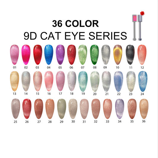 DC 9D Cat Eye Collection Set + 3 FREE Color charts & 1 FREE Magnet (36 Colors)