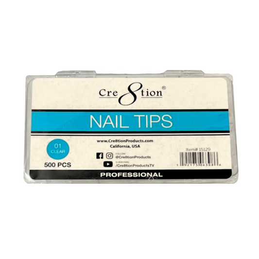 Cre8tion #01 Clear Acrylic Nail Tips (500 pcs) (Item #15129)