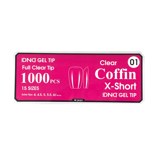 DND Gel Full Clear Tip Box #01 | Coffin X-Short (1000 pcs)