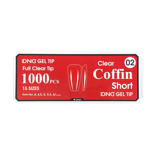 DND Gel Full Clear Tip Box #02 | Coffin Short (1000 pcs)