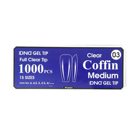DND Gel Full Clear Tip Box #03 | Coffin Medium (1000 pcs)