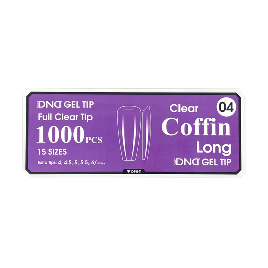 DND Gel Full Clear Tip Box #04 | Coffin Long (1000 pcs)