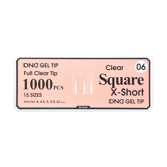 DND Gel Full Clear Tip Box #06 | Square Extra Short (1000 pcs)