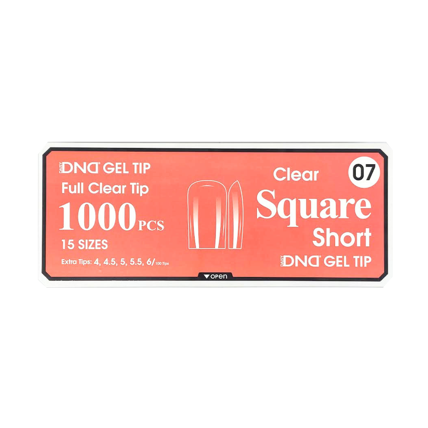 DND Gel Full Clear Tip Box #07 | Square Short (1000 pcs)
