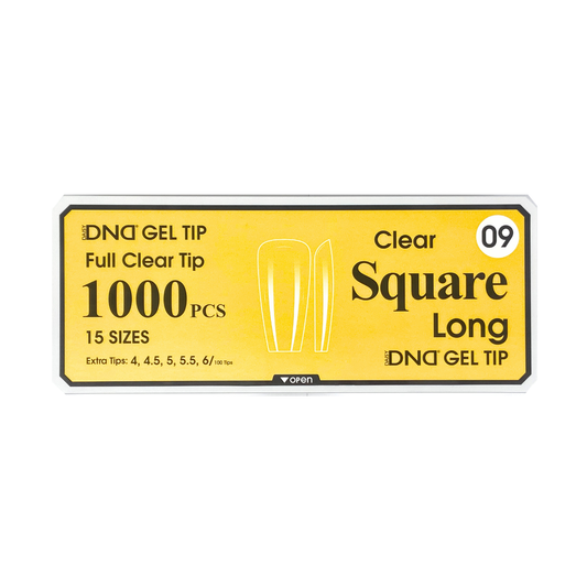 DND Gel Full Clear Tip Box #09 | Square Long (1000 pcs)