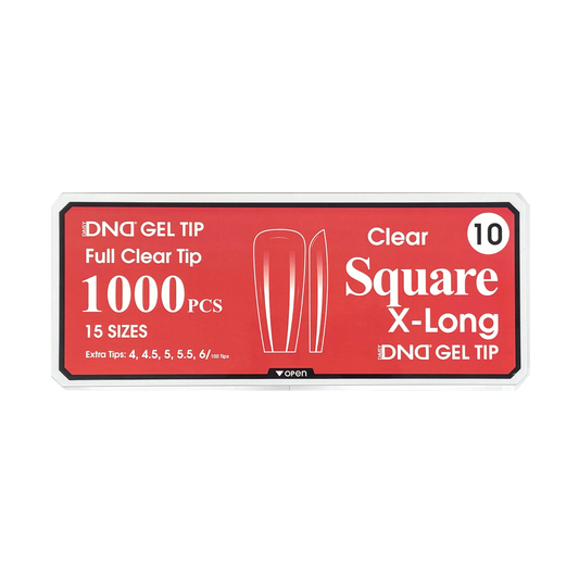 DND Gel Full Clear Tip Box #10 | Square Extra Long (1000 pcs)