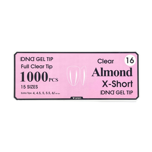 DND Gel Full Clear Tip Box #16 | Almond Extra Short (1000 pcs)