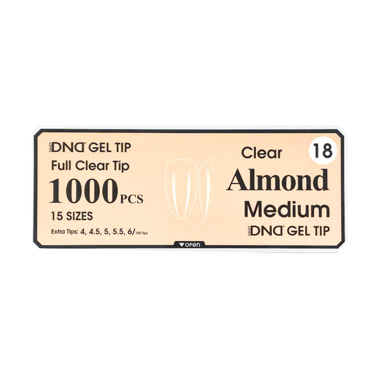 DND Gel Full Clear Tip Box #18 | Almond Medium (1000 pcs)