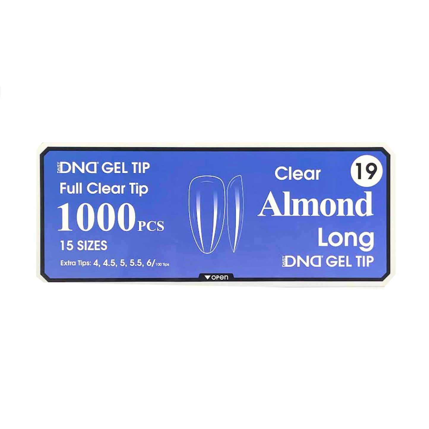 DND Gel Full Clear Tip Box #19 | Almond Long (1000 pcs)