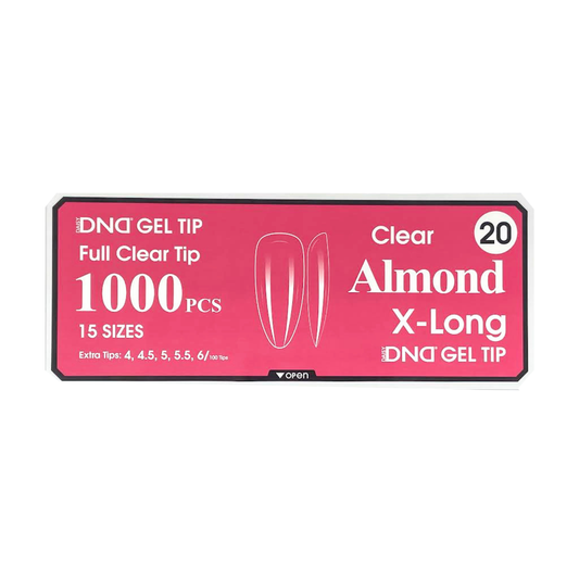 DND Gel Full Clear Tip Box #20 | Almond Extra Long (1000 pcs)