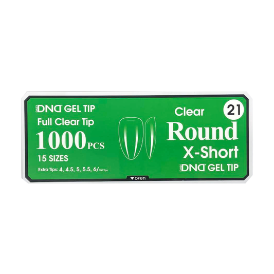 DND Gel Full Clear Tip Box #21 | Round Extra Short (1000 pcs)