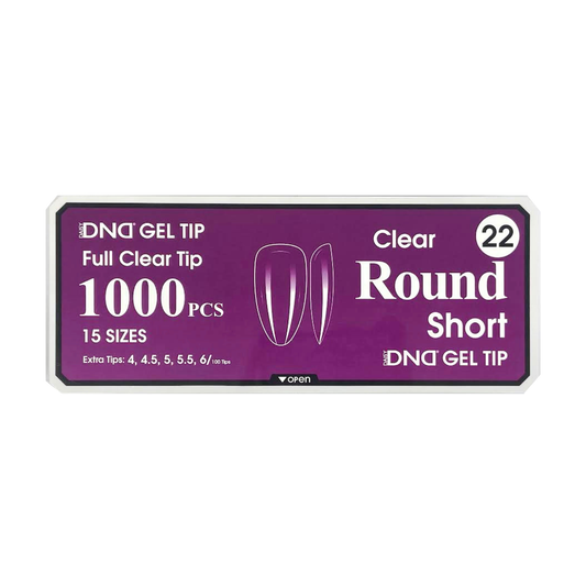 DND Gel Full Clear Tip Box #22 | Round Short (1000 pcs)