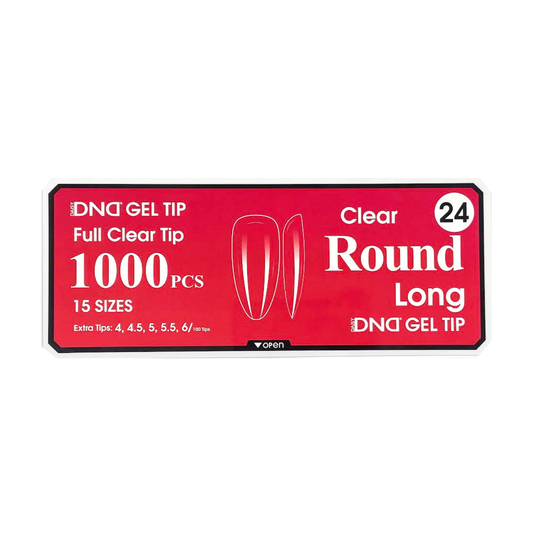 DND Gel Full Clear Tip Box #24 | Round Long (1000 pcs)