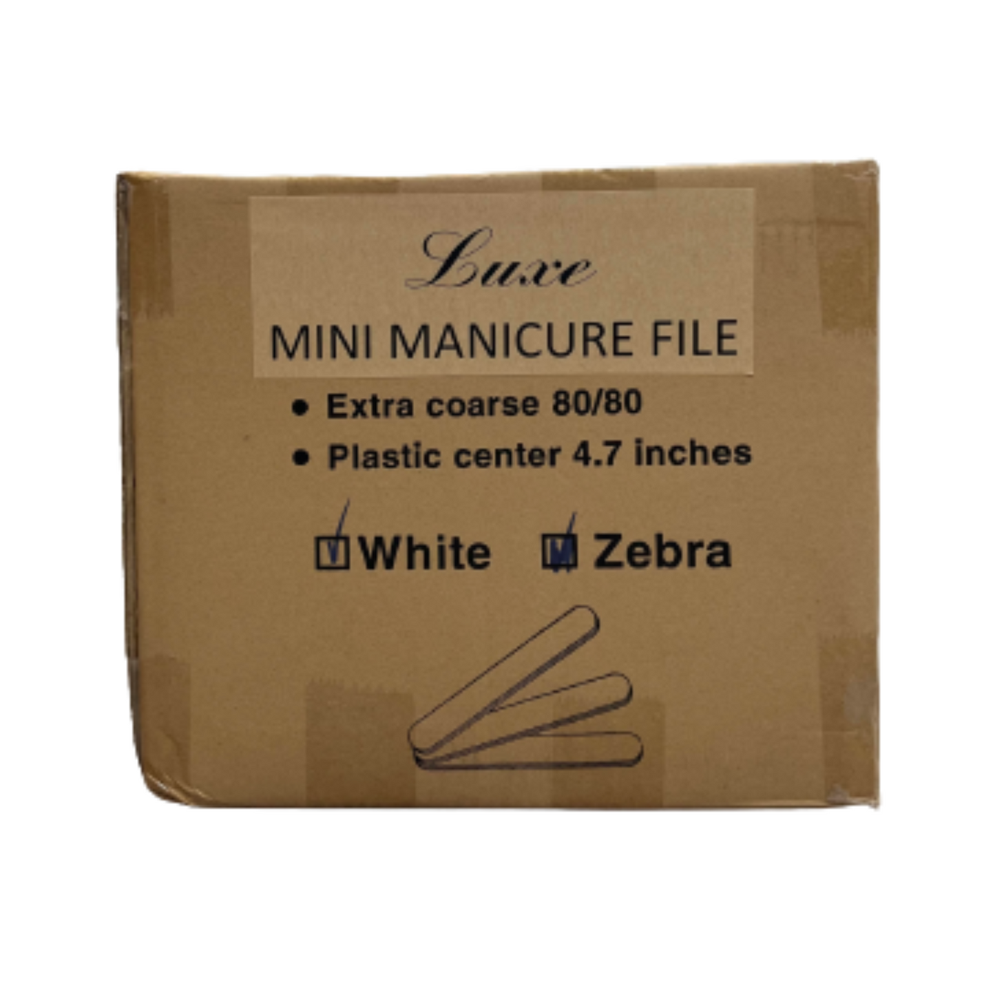 Luxe White Zebra X-Coarse Mini Manicure 80/80 File (100 packs)