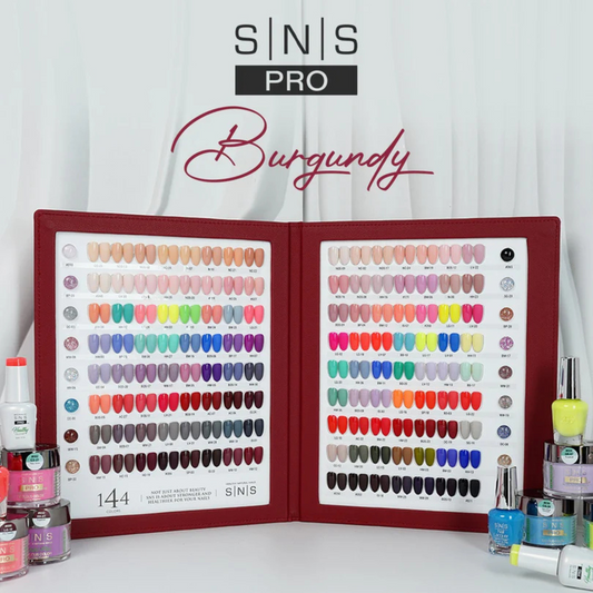SNS Burgundy 4-In-1 Collection | 144 Powder, Gel, & Lacquer Matching Combos + 2 LED Lamp