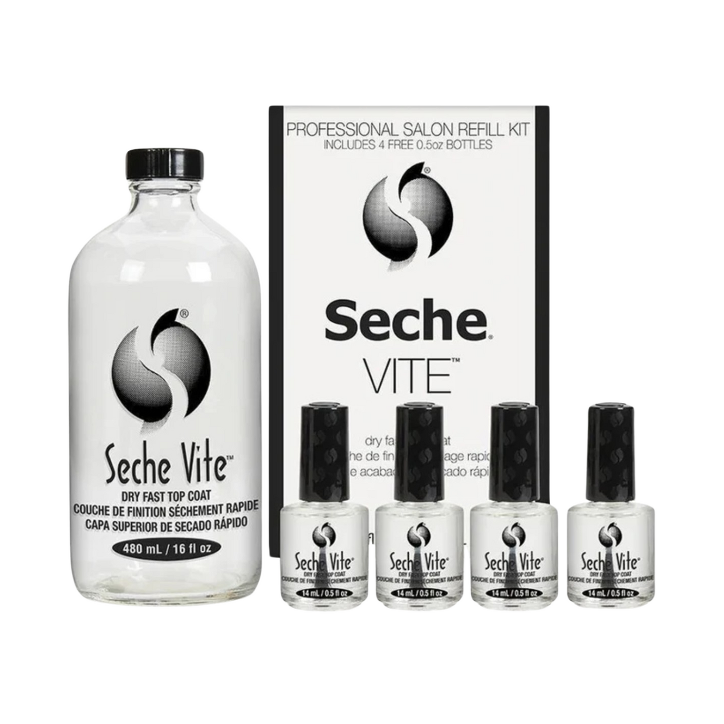 Seche Vite Professional Salon Refill Kit (16 oz & 0.5 oz)